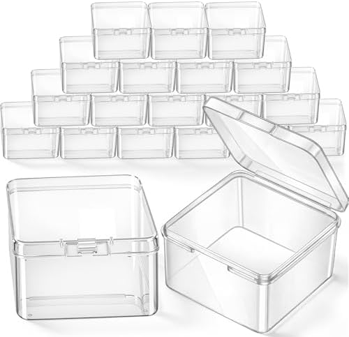 Jetec 18 Pieces Small Clear Plastic Storage Box, 2.5 x 2.5 x 1.6 Inch