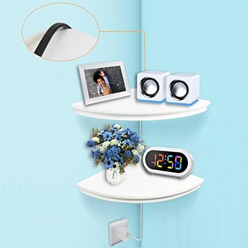 Floating Corner Wall Shelves Radial Wood Mounted Display Shelf for Bedroom Living Room Bathroom Kitchen 12 Inch Set of 2