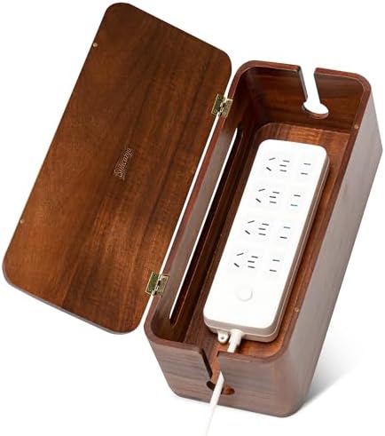 Large Acacia Wood Cable Management Box - Cord Hider&Organizer for TV Wires