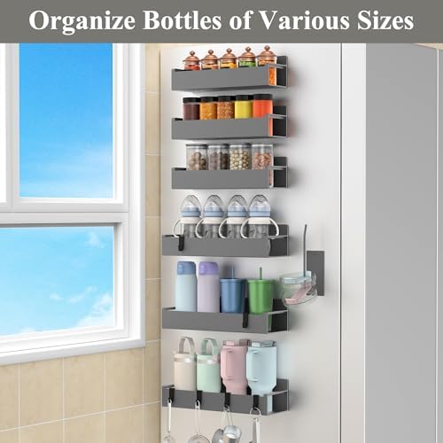 HuggieGems Magnetic Water Bottle Holder for Refrigerator, Cup Holder Organizer for Stanley and Tumbler for Kitchen, 6 Pa