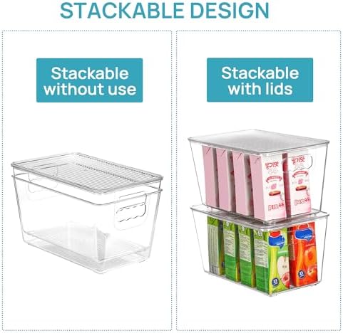 Vtopmart 12 Pack Clear Stackable Storage Bins with Lids and Handles, Medium