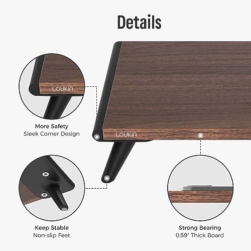 loukin Dual Monitor Stand Riser for Desk, 43.6"×8.2" Computer Stand, Brown