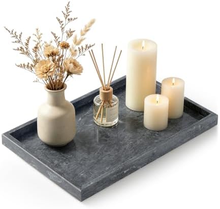 Real Natural Large Marble Tray for Bathroom, Vanity, Kitchen Counter