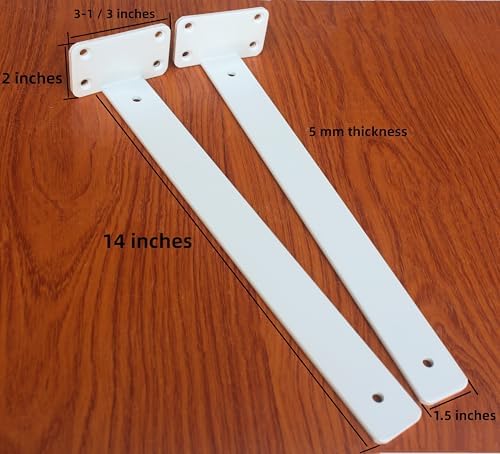 6 Pack - 14 inch White Hidden L Shelf Bracket (1/5 Inch Thicked) Iron Floating Shelf Brackets Rustic Industrial Metal Br