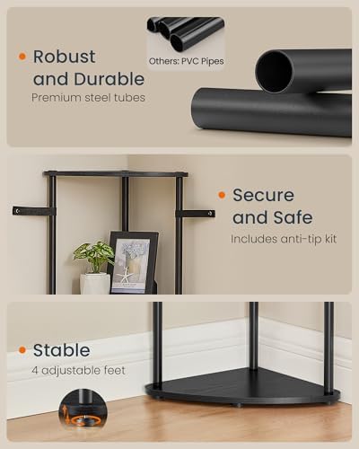 SONGMICS HOME 3-Tier Corner Shelf, Toolless Assembly