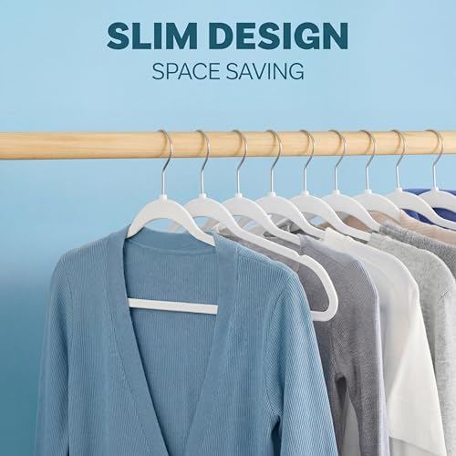 DEILSY™ Non-Velvet Thin Hangers Space Saving White Hangers 50 Pack