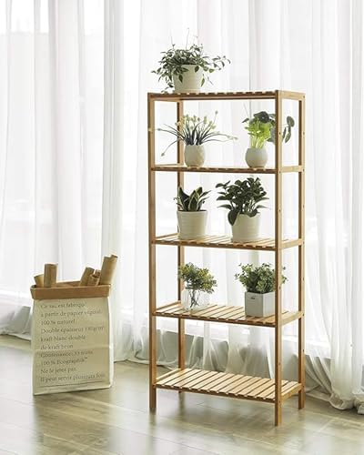 SONGMICS 5-Tier Bamboo Shelf, Freestanding Bathroom Storage Rack