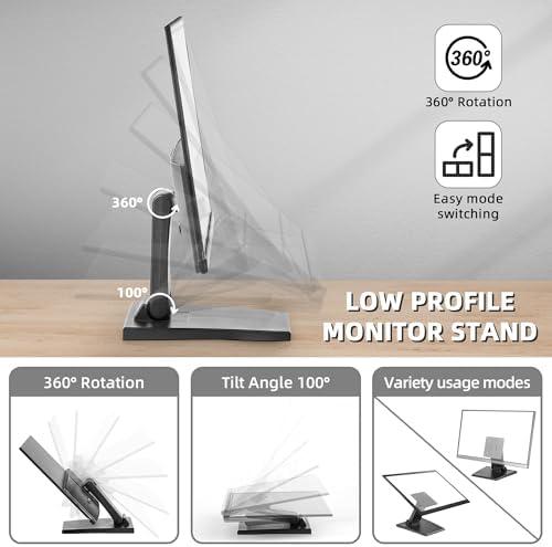 WEARSON Low Profile Monitor Stand - Foldable Touch Monitor MINI PC Stand Compatible with VESA 75x75 and 100x100mm Monito