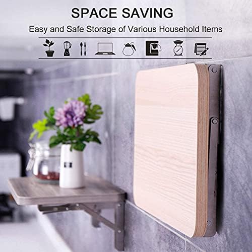 YUMORE Folding Shelf Brackets 8", Max Load: 300lb Heavy Duty Stainless Steel Collapsible Shelf Bracket for Table Work Be