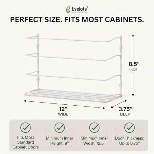 Evelots Kitchen Wrap & Food Bag Organizer Wall/Cabinet Mount, 1-Pack, White