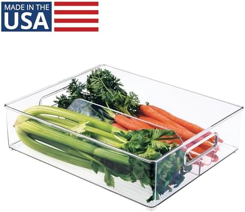 iDesign Divided Pantry Bin with Handle, Clear