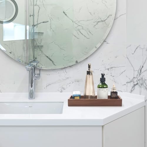 Bathroom Vanity Tray, Bathroom Tray for Counter, Acacia Wood Toilet Tank Tray for Organizing and Home Decor (11.8 x 4.5 