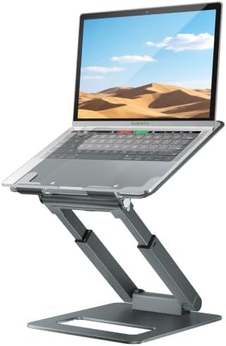 tounee Laptop Stand for Desk Adjustable Height, Telescopic Computer Stand with Pull Out Design Ergonomic Laptop Riser Fi