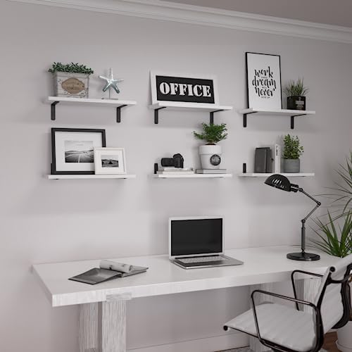 WOPITUES Floating Shelves Set of 6 for Wall Decor & Storage, White