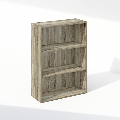 Furinno Simple Book Shelf, 3-Tier Bookshelf, Storage Shelves Bookcase, 9.7 x 23.7 x 31.5, for Living Room, Bedroom, Home