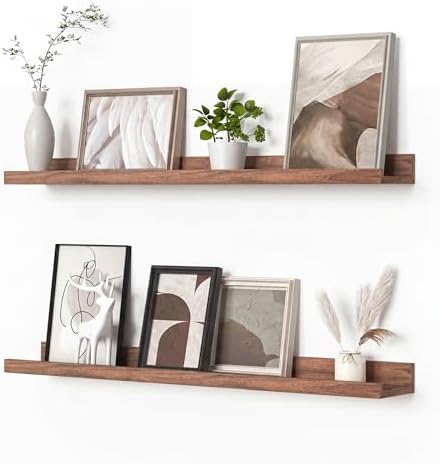 Heimlove Picture Ledge Shelf, Floating Shelves Set of 2, 31.5Inches Picture Shelf for Wall with Ledge, Kids Bookshelf Wa