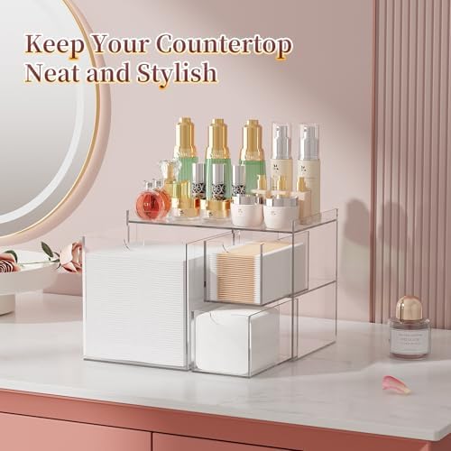Acrylic Face Towel Holder with Drawers, Disposable Facial Towel Holder