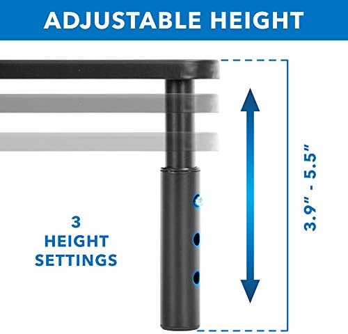 Mount-It! Metal Monitor Riser 2-Pack | Height Adjustable Computer Display and Laptop Stand for Desktop | Fits Up to 32" 
