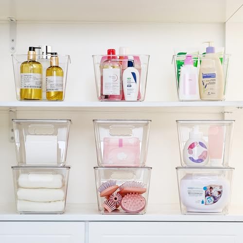 Vtopmart 2 Pack Clear Stackable Storage Bins with Lids and Handles, Large