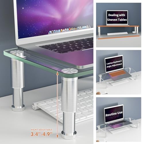 2 Pack Computer Monitor Riser with Height Adjustable Multi Media Desktop Stand for Flat Screen LCD LED TV, Laptop/Notebo