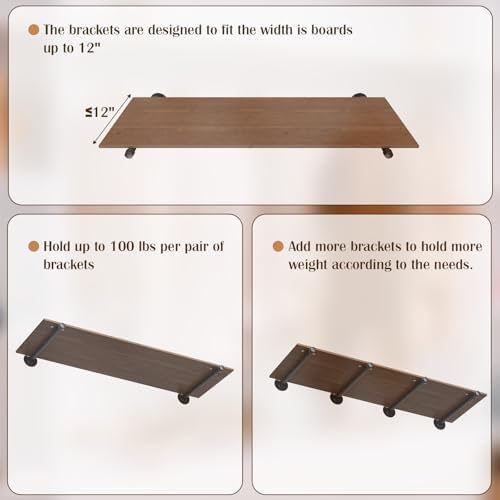 6 Pack Pipe Shelf Bracket 12 Inch Floating Shelving Bracket