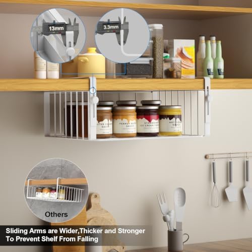 AmonHouseware 2Pack Under Shelf Basket Storage,Adjustable Hanging,White