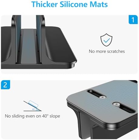 OMOTON Vertical Laptop Stand Holder, Adjustable Dock for MacBook, Black