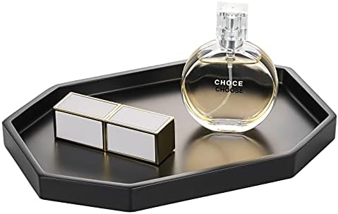 Emibele Vanity Tray, Black Marble Trays Resin Bathroom Jewelry Ring Dish