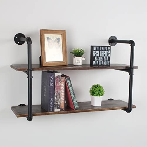 MBQQ Industrial Retro Pipe Shelf 36in 2 Tier Wall Mounted,Rustic Floating Shelves,Farmhouse Kitchen Bar Shelving,Home De