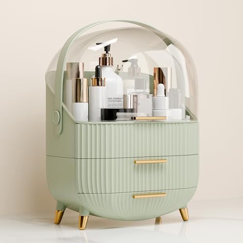 lurcns Makeup Organizers and Storage, Make up Organizer for Vanity Cosmetics Skincare Organizers With Lid and Drawers Di
