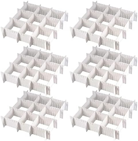 MUKCHAP 72-Piece DIY Grid Drawer Organizer, 12.6 Inch Adjustable Drawer Dividers for Sock, Underwear, Scarf, White