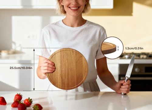 10" Acacia Wood Lazy Susan Turntable Organizer for Table Top, Round Wooden Lazy Susan Storage for Cabinet Countertop Pan