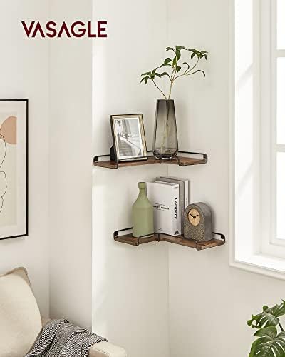 VASAGLE Corner Shelf Wall Mount Set of 2, Small Corner Floating Shelves