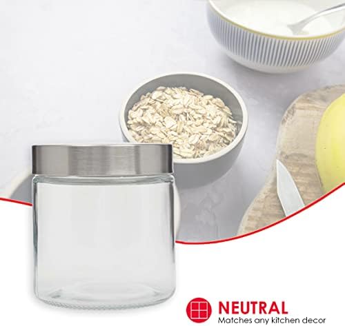 Small Canister for The Kitchen (Clear), Made of Glass with Stainless Steel Lid | by Home Basics | Contemporary Counterto