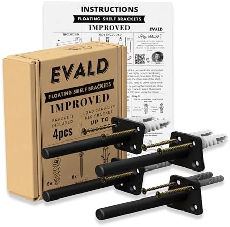 EVALD 4 Inch Floating Shelf Brackets, Hidden Shelf Brackets for Floating Shelves, Heavy Duty Shelf Bracket with Screws &