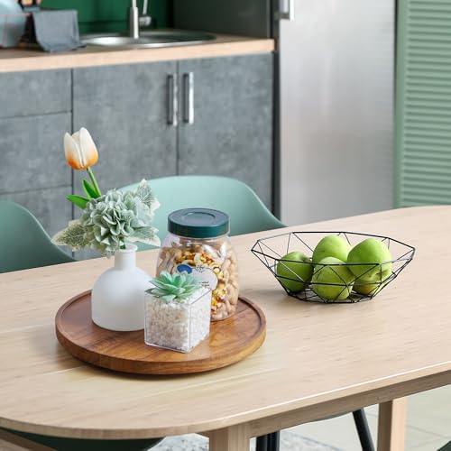 9" Acacia Wood Lazy Susan Turntable Organizer, Lazy Susan for Table Top Cabinet Dining Pantry Countertop Cupboard Organi