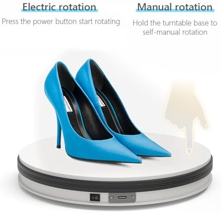 YVV White 13.8in Motorized Rotating Display Stand, 360° Electric Turntable for Photography, Product Display, Jewelry, Mo