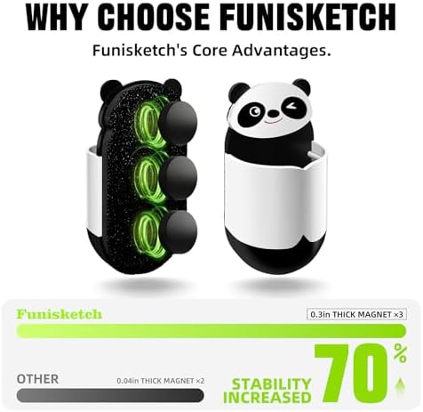 Cute Panda Magnetic Pen Holder, Strong Magnet for Glass Whiteboard, Refrigerator & Locker - 2 Pack Marker Organizer, Dry Erase Marker Holder for School, Home & Office (Black/White)