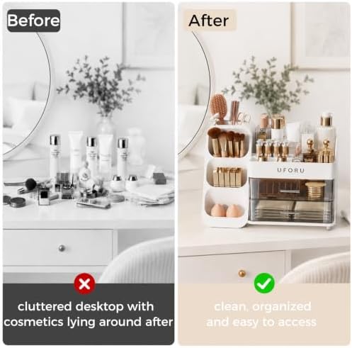 UFORU Makeup Organizer Countertop with Brush Holder for Vanity Bathroom