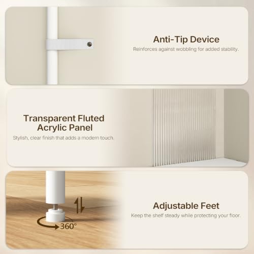 YATINEY 5-Tier Corner Shelf, Corner Bookshelf for Small Space, White CJ12WW