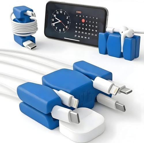 CordBrick Silicone & Steel Weighted Cord Holder for Nightstand. Travel Phone Charger Organizer. Useful iPhone Accessory.