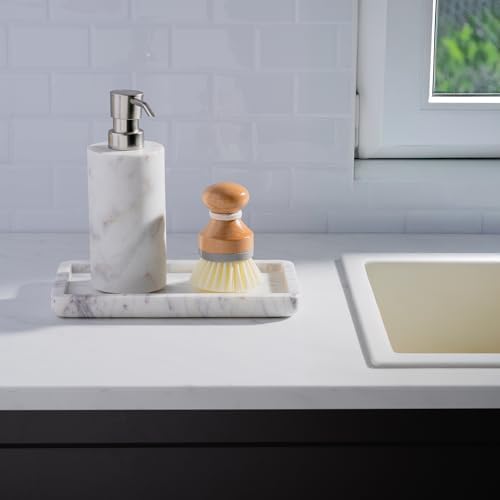 Cork & Mill Marble Tray for Bathroom Vanity, White, Small 8.75 x 5 Inch