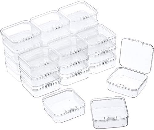 SATINIOR 24 Pcs Small Clear Plastic Container Box, 2.1 x 2.1 x 0.8 in