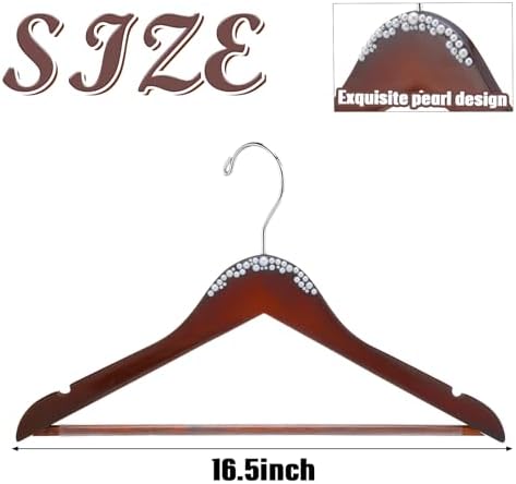 Cinnvoice 5 Pcs Wooden Pearl Bridal Dress Hanger, Walnutcolor, Stylish