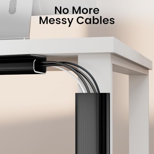EVEO Cable Management Under Desk Kit (12 Units)- Under Desk Cable Management Cord Cover, Cable Hider Cord Management Und