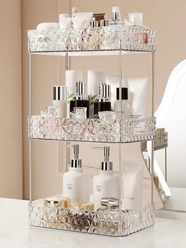 Makeup Organizer for Vanity,High-Capacity Clear Makeup Storage Perfume Organizers,Cosmetic Display Cases,Bathroom Counte