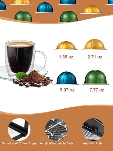 Sedegn Nespresso Vertuo Pod Holder: Capsule Organizer with Sliding Drawer