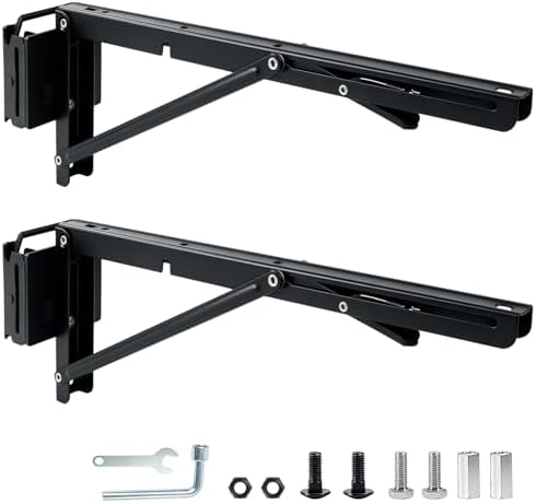 E Track Shelf Bracket, 14" Foldable 2 Pack Steel for Trailers/Vans
