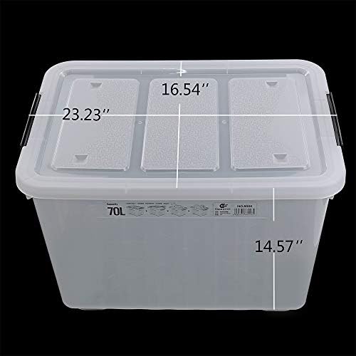 4-Pack 70 L Large Clear Plastic Storage Boxes with Latching Lids