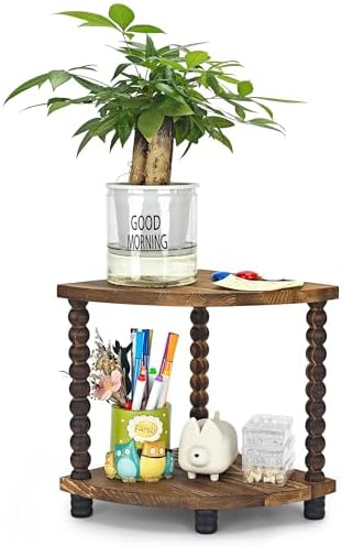 2 Tier Triangle Corner Shelf, Farmhouse Wooden Organizer